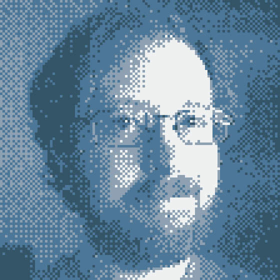 A 4-bit headshot of Tylor Lilley taken with a Gameboy Camera.