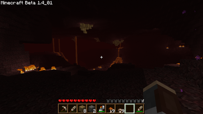 A screenshot of the nether in Minecraft.